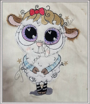 Preview: Schaf Sweety (10x10 ; 18x13 - Vollstich und Applikation)